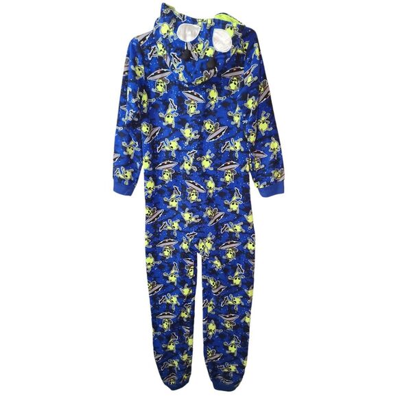 Children's Place Alien UFO Print Fleece Pajama Jumpsuit One Piece Sleepwear - Picture 2 of 6
